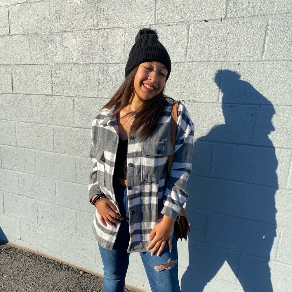 Gray plaid shacket